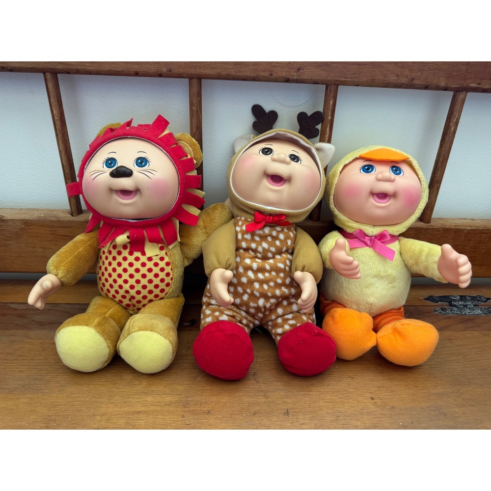 Cabbage Patch Kids Cuties Lot of 3 Lion Reindeer Duckling 9 in Plush Baby Dolls